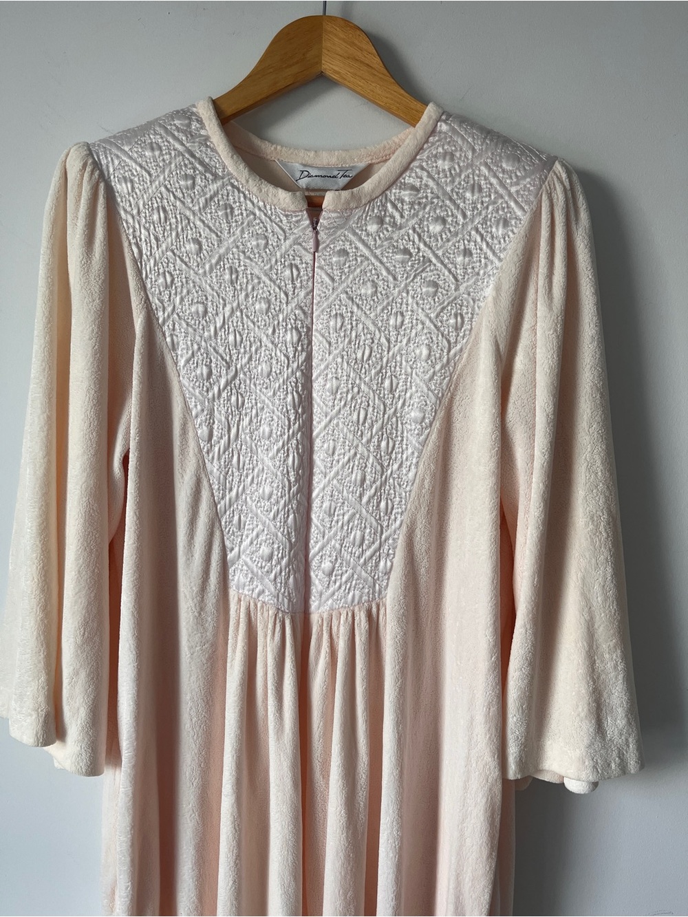 💥SALE💥VTG Diamond Tea Pink Velour Zip Maxi Robe | Sz M | Cottagecore | Prairie